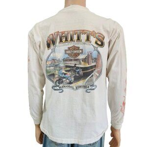Harley Davidson T-Shirt Whitt’s VA Long Sleeve 2002 Double Sided Flames Large